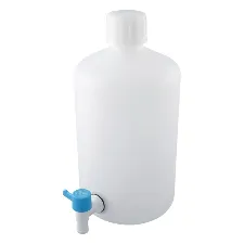 Narrow-neck HDPE round tank lever cock 5L 1035-04 - HDPE tank with lever cock - 1122223119102 - Image 1