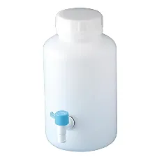 Wide-neck HDPE round tank lever cock 5L 1036-04 - HDPE tank with lever cock - 1122223120102 - Image 1